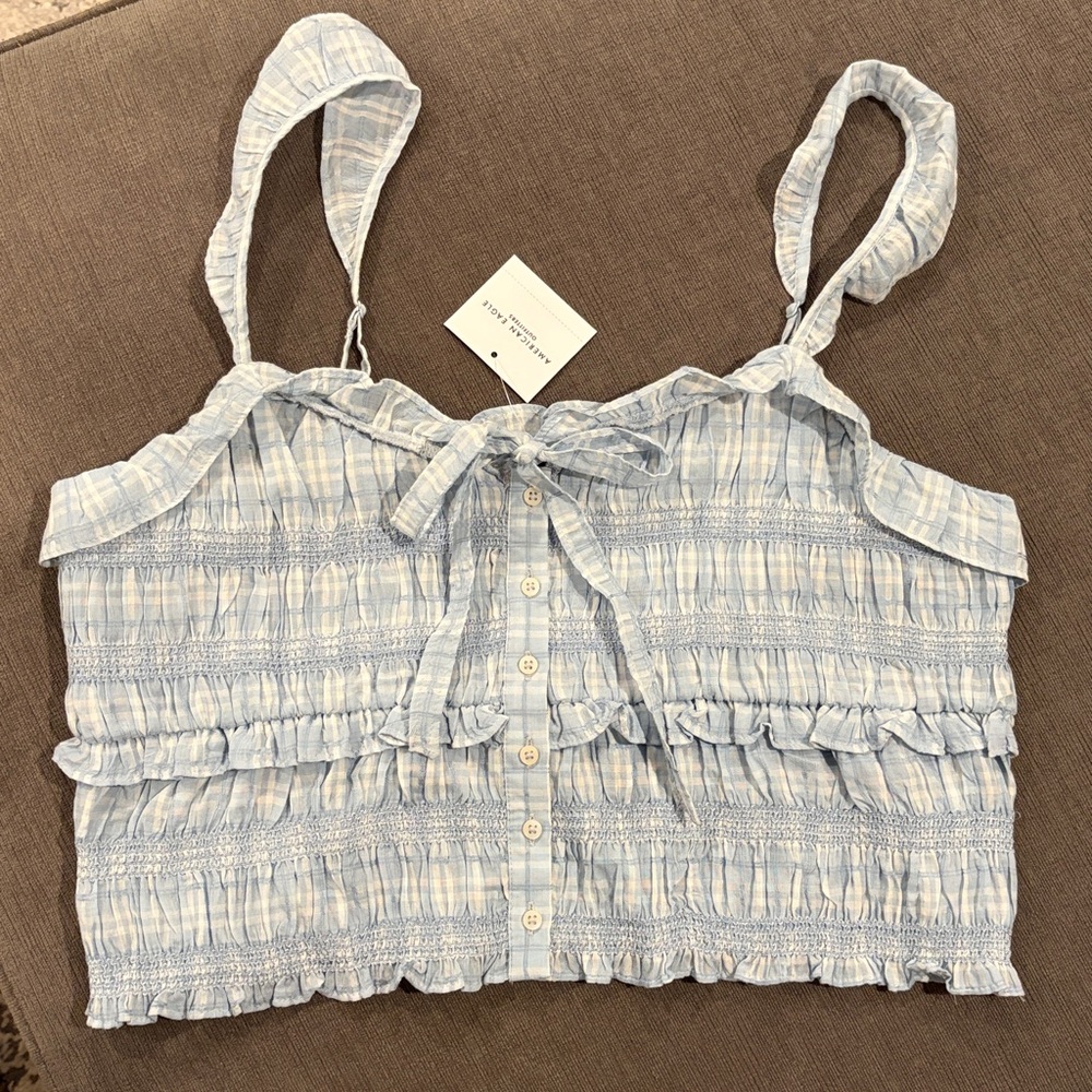 American Eagle Smocked Ruffle Tank Top - Size Large - NWT!! women’s tanks tops - Picture 3 of 12
